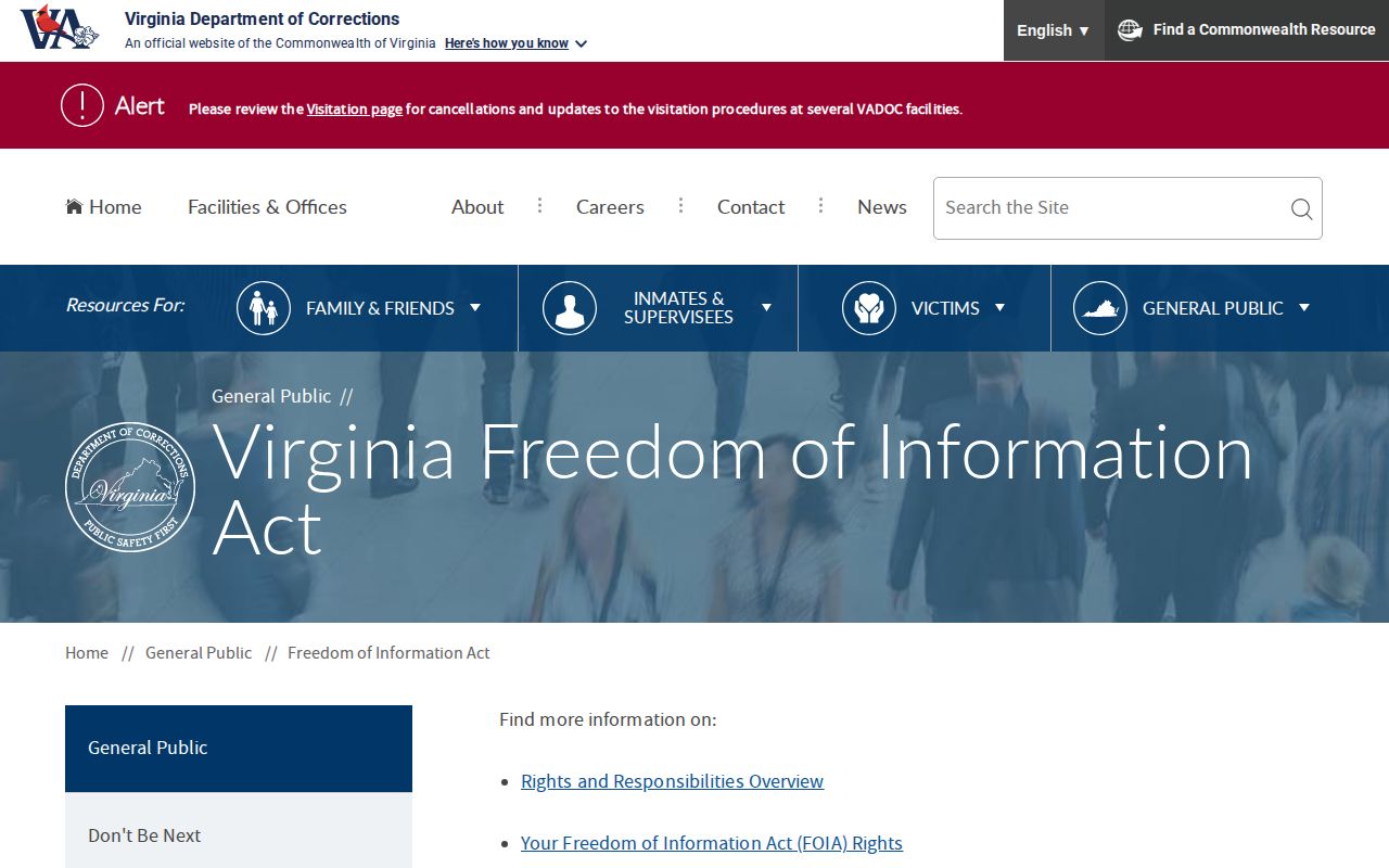 Virginia DOC discharge record request route for King George County