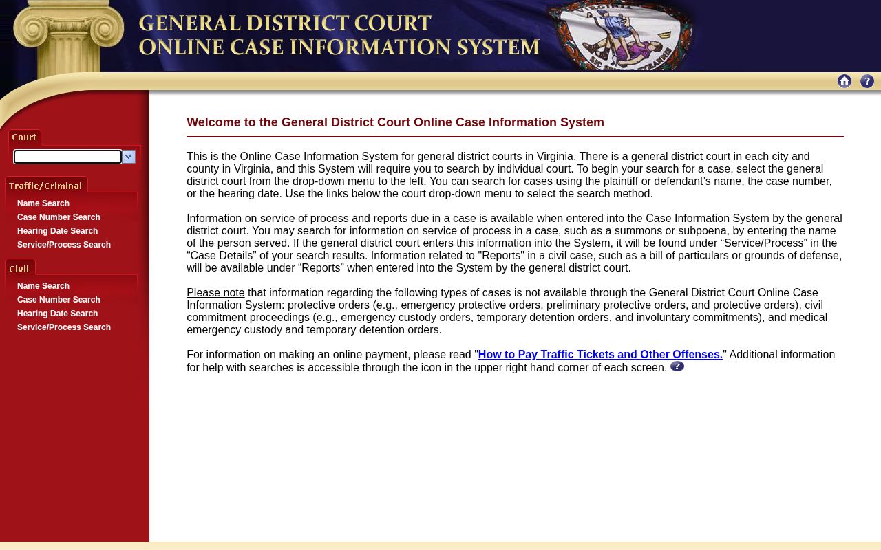 King George County court record search for released inmate cases