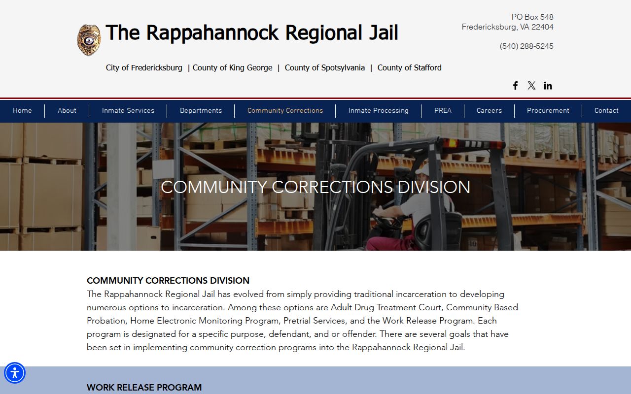 King George County post-release community corrections options at RRJ