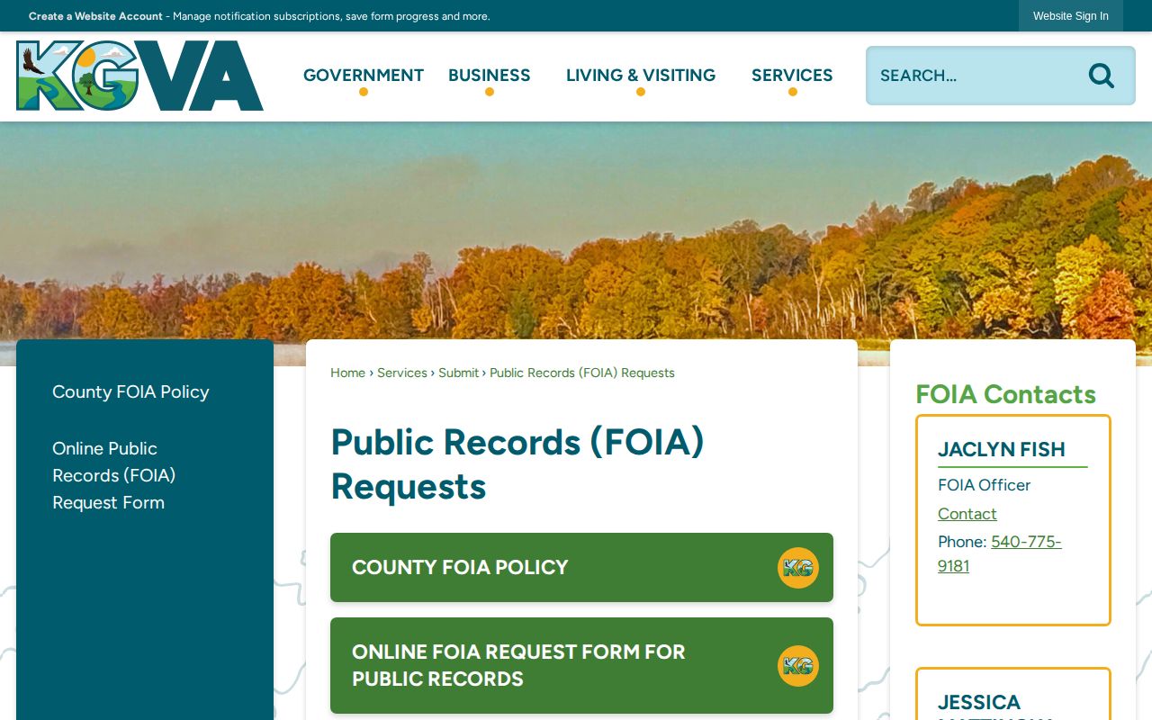 King George County release record request channels and cost rules